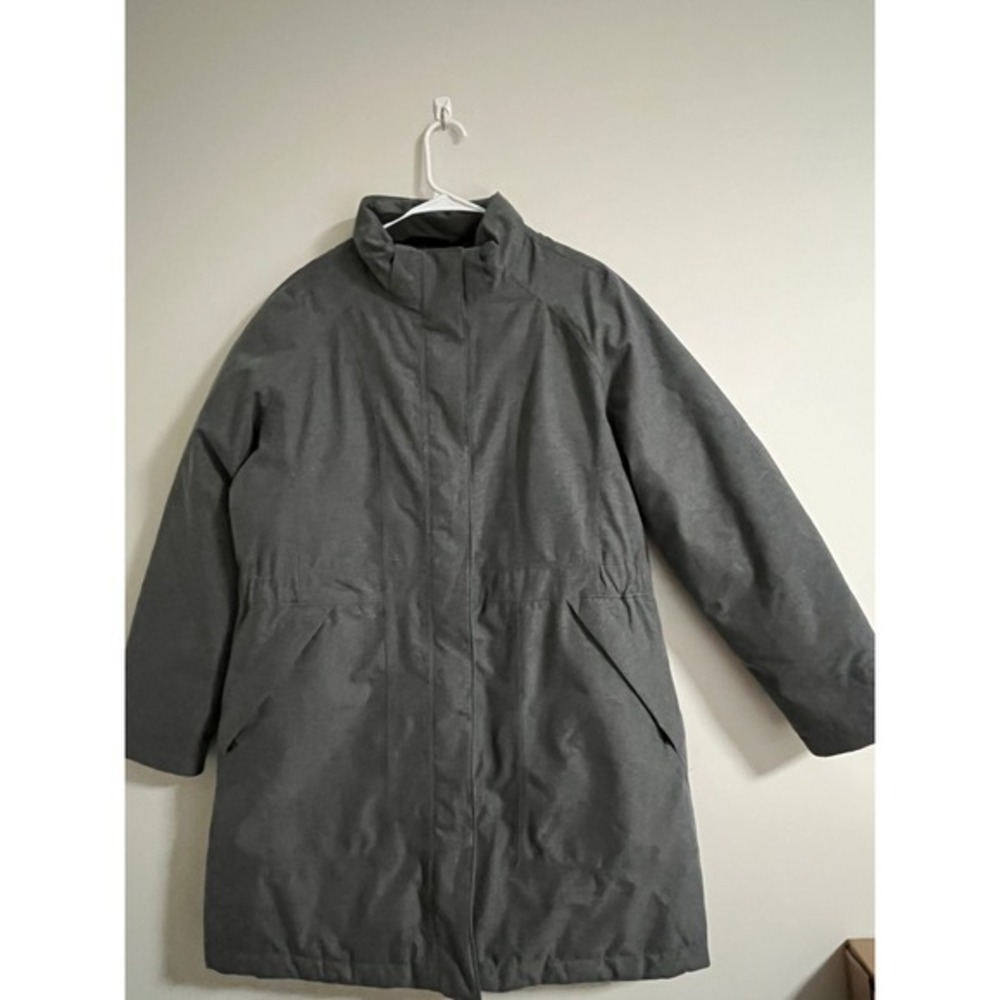 The North Face Arctic Parka Grey Herringbone Down Insulated Winter Jacket Womens